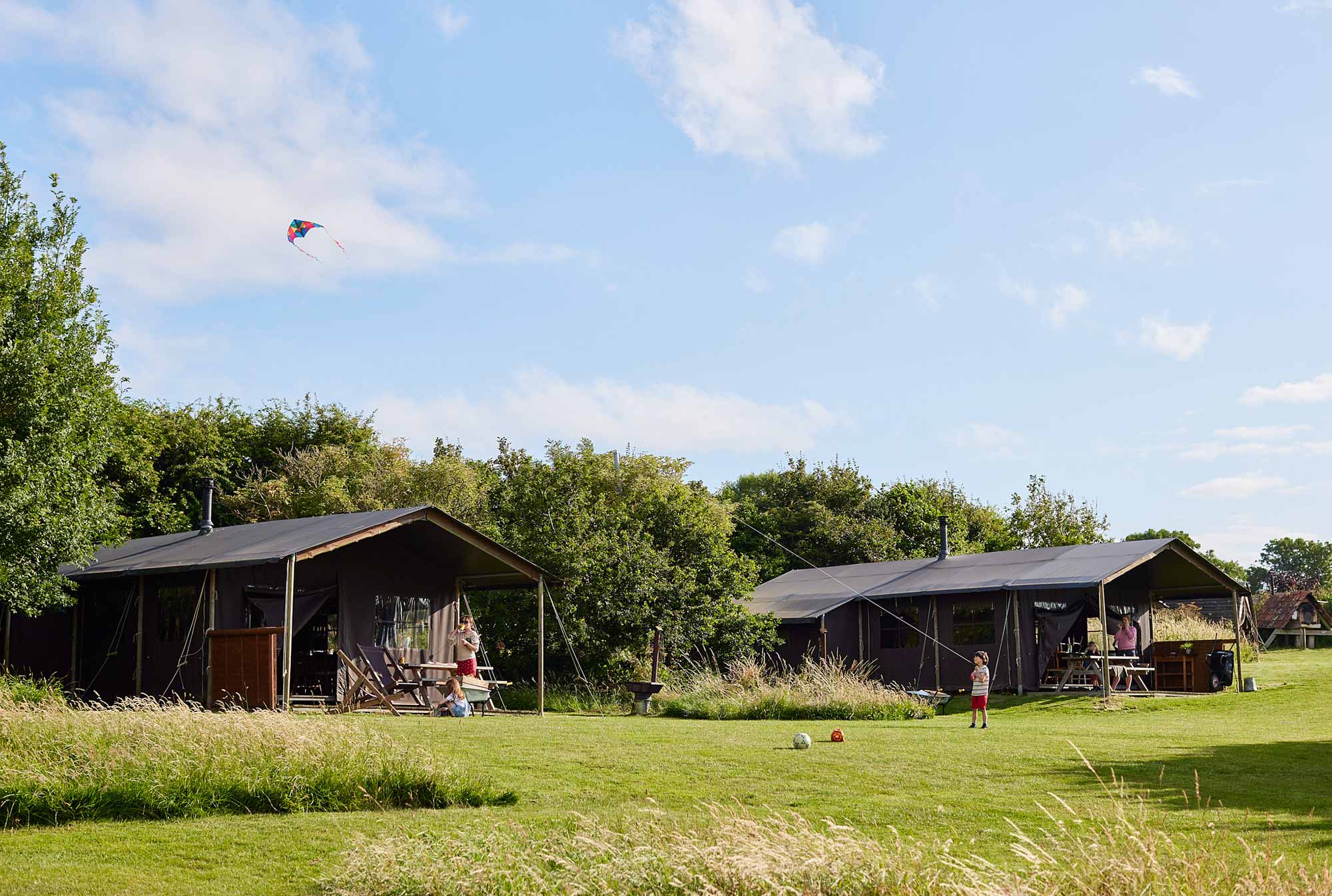 Featherdown tents in the Shilvington Glamping area